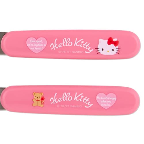 Sanrio Hello Kitty Spoon & Fork Set for Children, with Case, Antibacterial, Dishwasher and Dryer Safe, Name Sticker Included, Made in Japan, 878880 SA