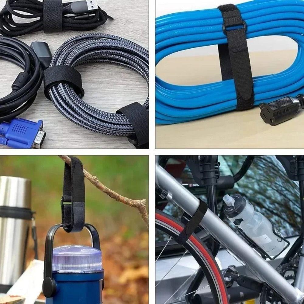New Adjustable Hook And Loop Straps Free Cut Length With 25 Buckles Fastening Straps Black Cable Wire Manageme