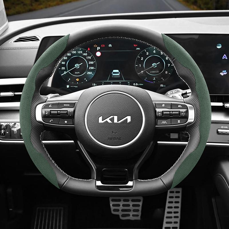 

Suitable for Kia Anti-Slip Buckle Segmented Suede Steering Wheel Cover Suitable for Ceed Jd Picanto Sportage 3 Rio 4 Ev3 Cerato 2 Stonic Xceed