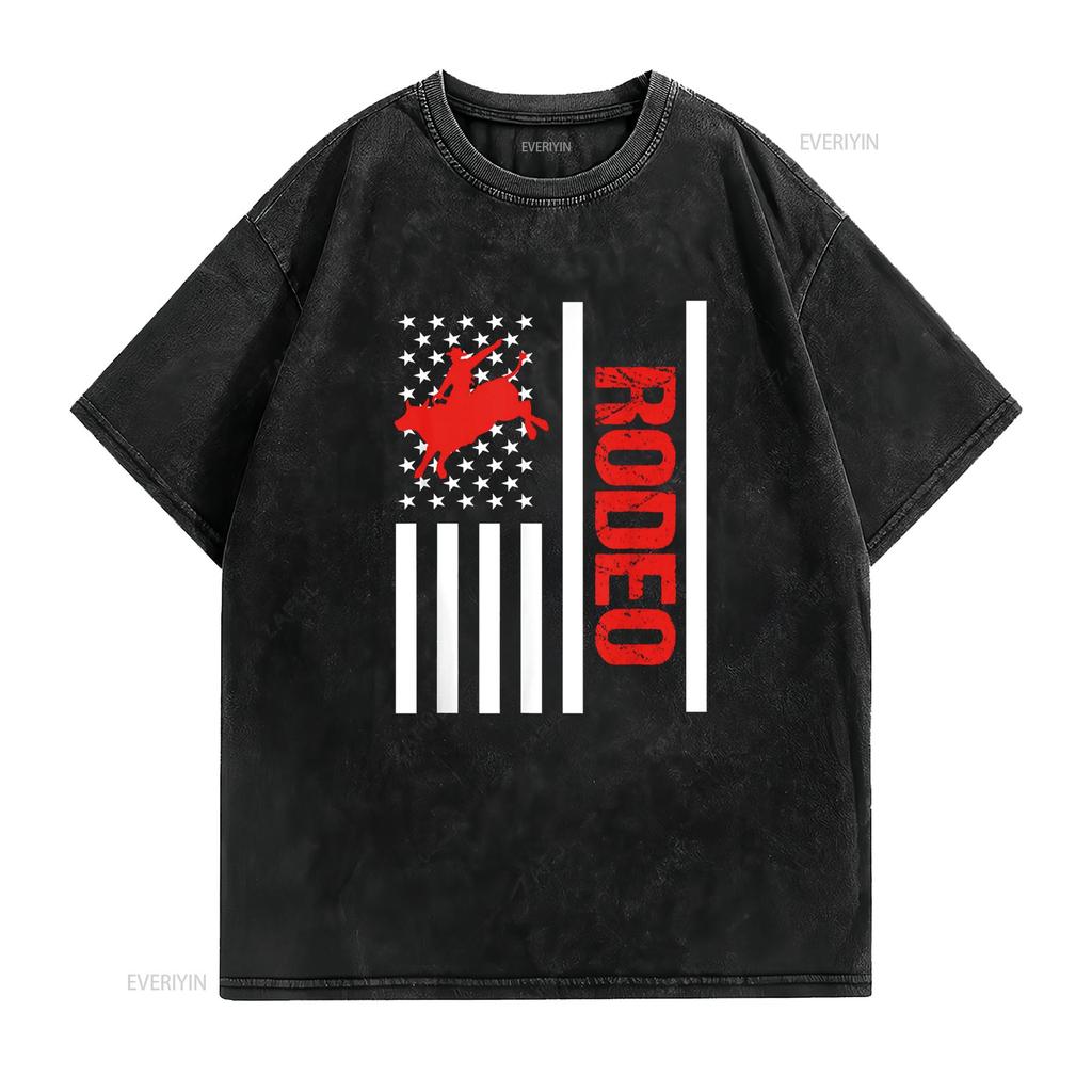 Rodeo Bull Riding T Shirt vintage Washed Soft Breathable graphic Unisex streetwear Versatile Casual Top For Everyday Wear