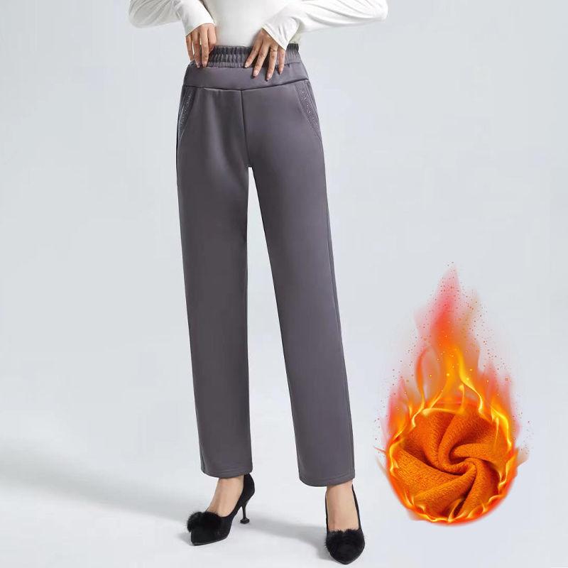 Damenhose, Wintermode, neuer Stil, vielseitig, Plüsch, warm, gerade Hose