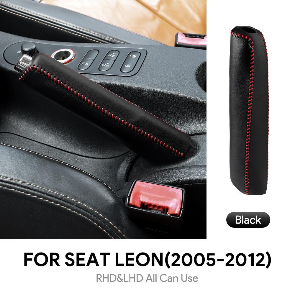 Genuine Leather Hand-stitched For SEAT Altea Toledo MK1 MK2 Ibiza Leon Cupra 2005-2012 LHD RHD Car Handbrake Cover Accessories. Leather Material чёрный
