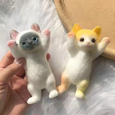 Taba Squishy Kat Speelgoed - Realistische Pluizige Kleverige Stressverlichter, Zachte Simulatie Kat Knijpspeeltje Cadeau voor Kinderen & Volwassenen