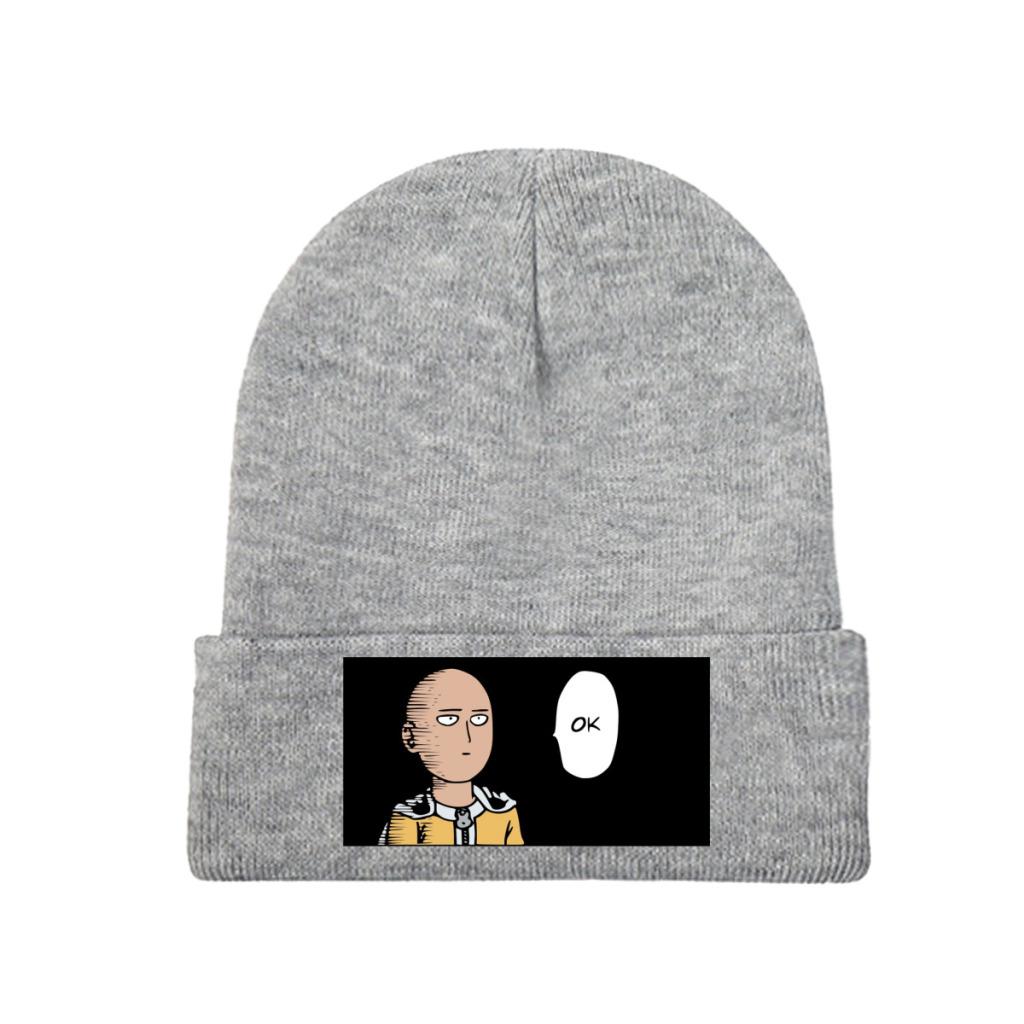 One Punch Man Manga Knitted Caps for Women Unisex Beanie Autumn Winter Hats Saitama Ok Anime Crochet Cap