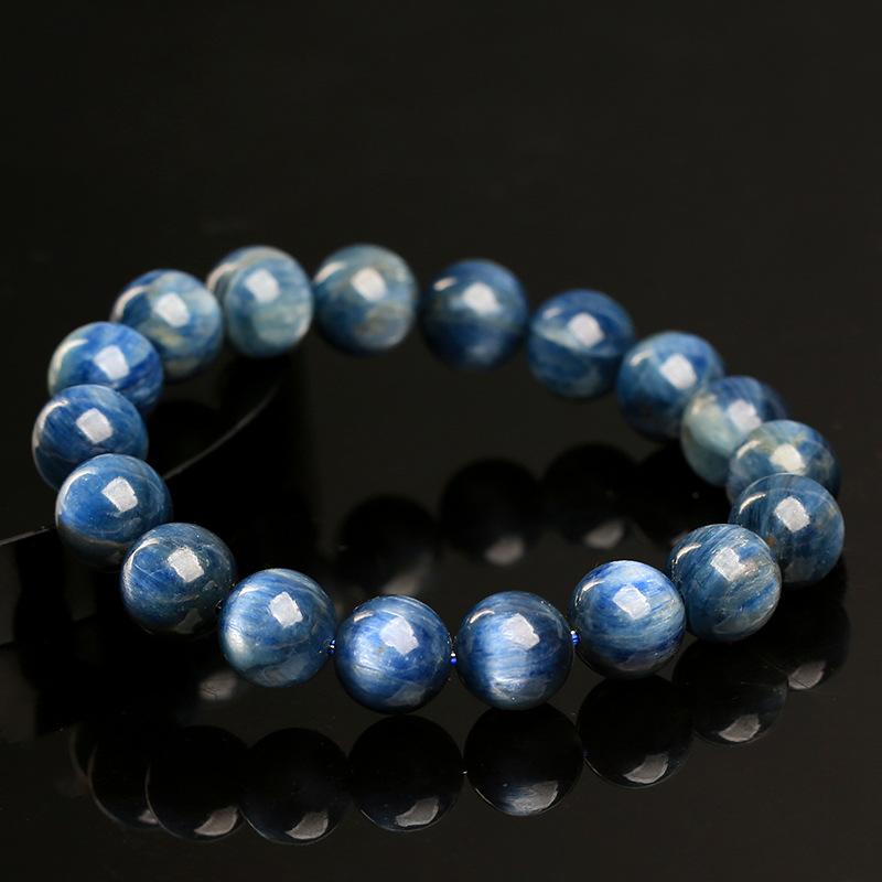 Hongchu Crystal Natural Old Mine Light Blue Kyanite Cat's Eye Bracelet Two-tone Symbiotic Blue Crystal Bead Bracelet