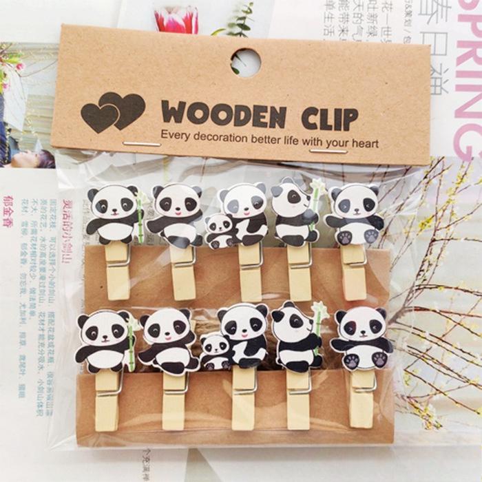 

Мультяшная панда бамбук подвесная фотостена фоторамка детский сад цветочный магазин открытка животное маленькая деревянная прищепка 10pcs(one set)