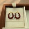 Retro color ring earrings, ear buckles, light luxury fashion, simple personality, daily high-end commuting versatile atmosphere earrings