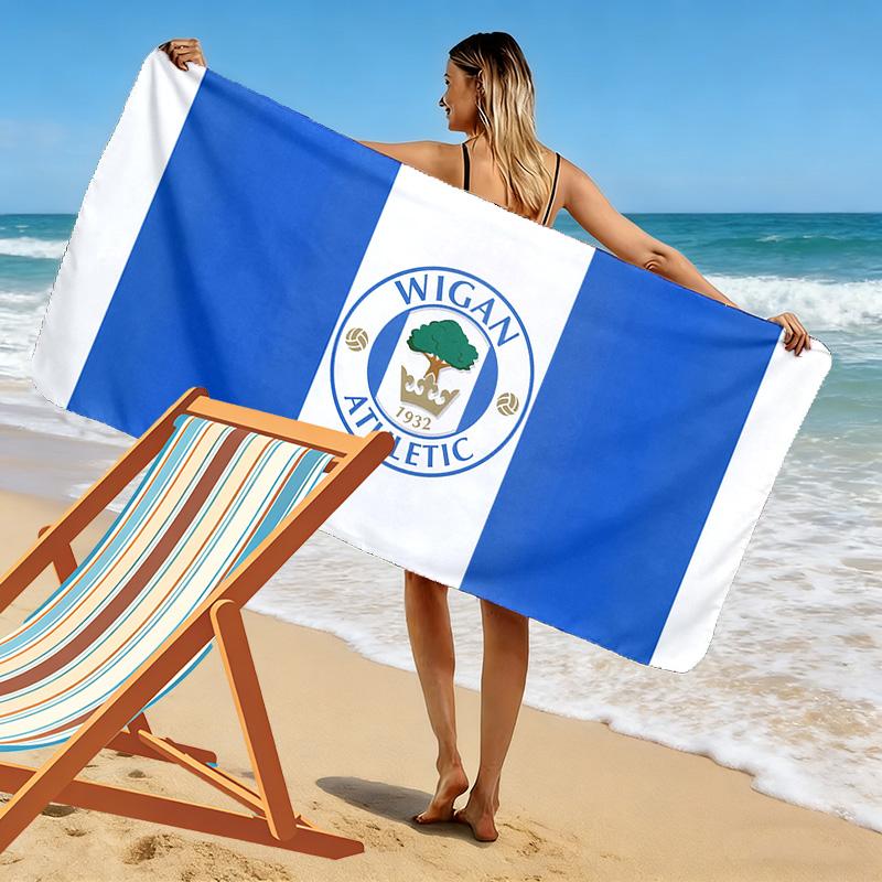 Wigan Athletic FC Tryckt Strandhandduk, Stor Mjuk Snabbtorkande Handduk för Strand Camping Simning