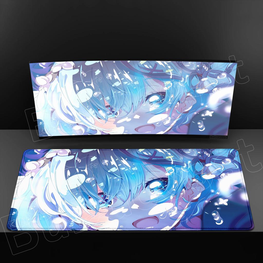 Süßes Re Zero Rem Lem Mauspads Spiel HD-Druck XXL-Mauspad Großes Computer-Laptop-Nicht-rutschfestes Tastatur-Schreibtischunterlage Anime-Mädchen Schreibtischunterlage
