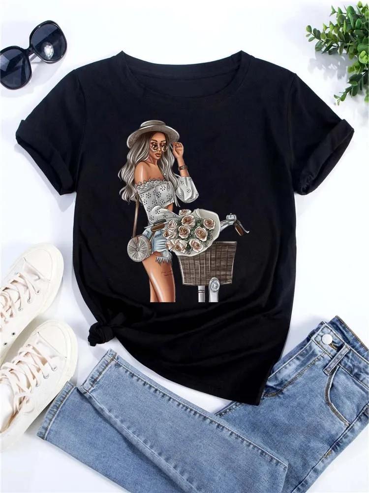 Women T-Shirt Harajuku Streetwear Short Sleeves Female Clothes Tops Tees Printed Female Tshirt Women Fashion Graphic
