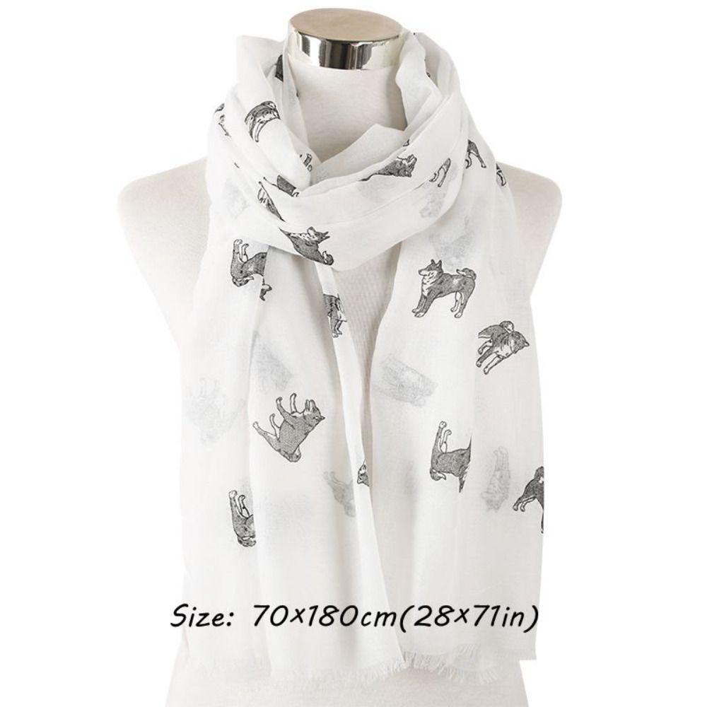 with Frayed Hem Animal Scarf Polyester Puppy Shawl Wrap New Design Dog Print Scarf