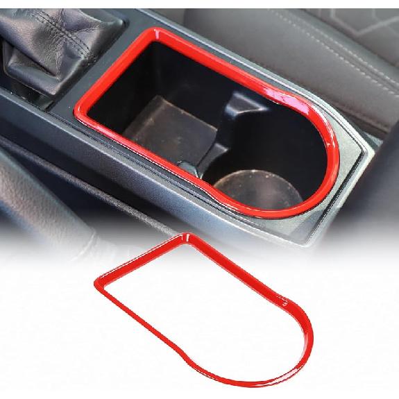 Gear Box Cup Holder Trim Ring Compatible with Toyota Tacoma 2016-2023, Center Console Gear Shift Panel Frame Cover Trim Accessories(Cup Holder Cup holder ring-red
