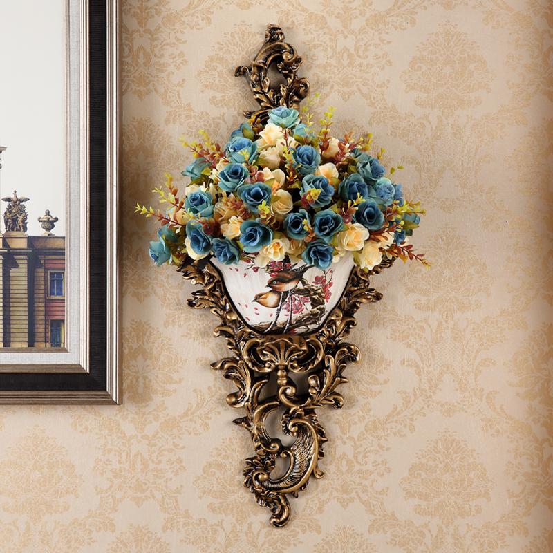 European Wall-Mounted Vase: Creative Resin Ornament for Retro Home Decor