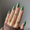 24 Pcs Medium Long Solid Almond Press On Nails Full Coverage Removable Fake Nails Art Wearable False Nail Set