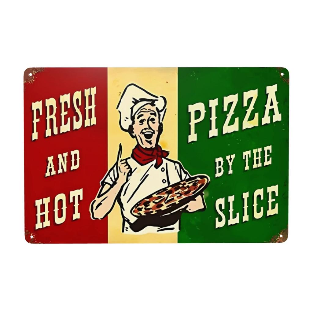 Vintage Pizza Metallschild Pepperoni Pizza Bestes der Stadt Schild Wanddeko für Zuhause Pub Café Club Kunstdekoration 8x12 Zoll