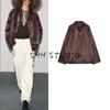 Autumn New Women Clothes French Style Lapel Long Sleeve Loose Casual Silk Satin Texture Jacket 8184025