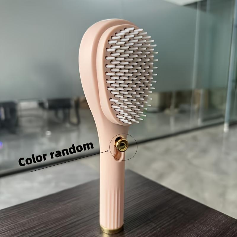 Самоочищающаяся расческа для женщин, выдвижная расческа, легко чистить, антистатическая массажная щетка, вращающаяся телескопическая конструкция