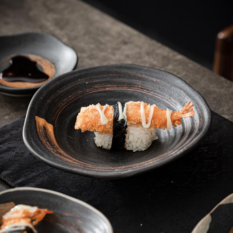 Ceramic Dinner Plate Sushi Appetizer Tableware High Foot Sushi Plate Dessert Plate Snack Plates Restaurant Specialty Tableware