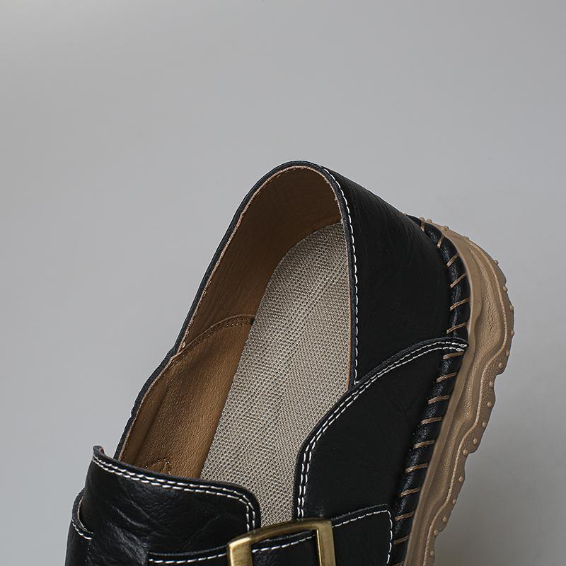 Men's Casual Leather Sneakers Handmade Outdoor Low-top Shoes