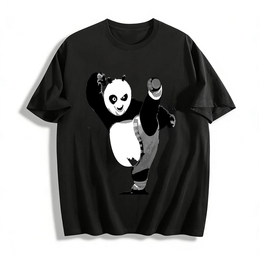 

Kung Fu Panda Funny Kick Print Casual T-Shirt Unisex Trendy Top Pure cotton T-shirt XXS