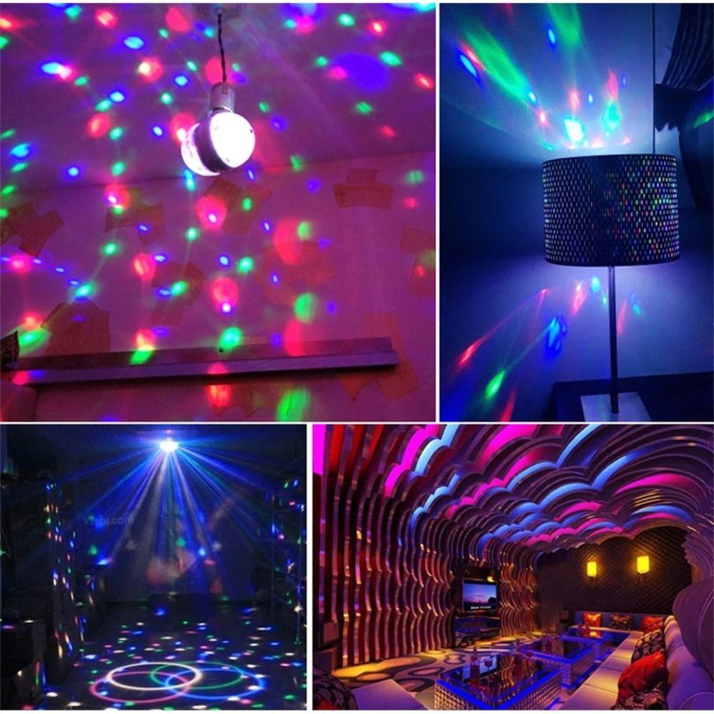 Auto Rotating Crystal Strobe RGB Lamp Dual Head Disco Lights E27 LED Bulb  Halloween