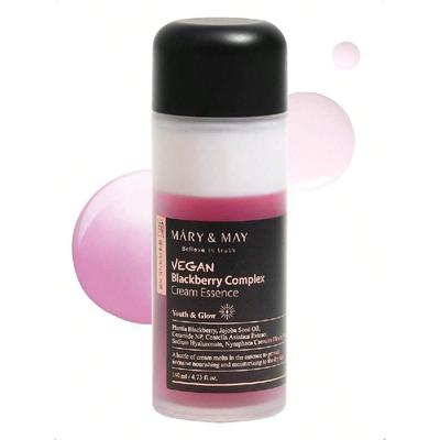 Mary&May Vegan Blackberry Complex Cream Essence 140ml - Intense Hydrating & Soothing Face Essence - Fragrance-Free, Hypoallergenic, Deep Moisture