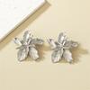 Vintage Metal Line Flower Stud Earrings For Women Girl Minimalist Gold Color Hollow Big Flower Personality Earrings Jewelry Gift