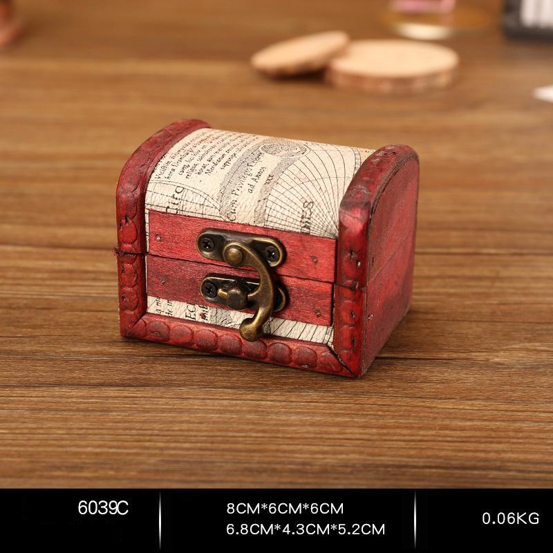 1Pc Antique Mini Wood Treasure Chest Storage Box Jewelry Organizer Box Gift Box Chinese Classical Antique Small Box