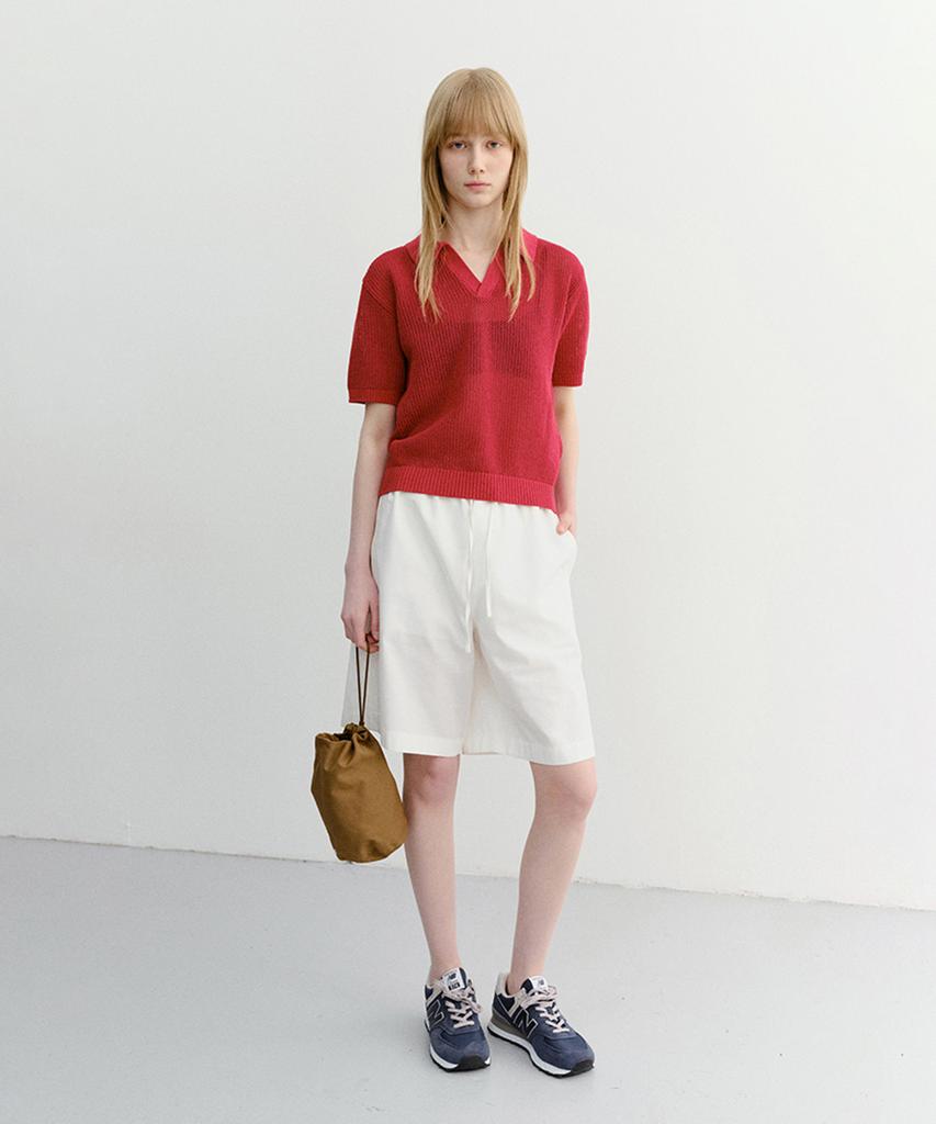 Deonseuteu Unisex Chunky Polo Knit_Udsw6B126_Red
