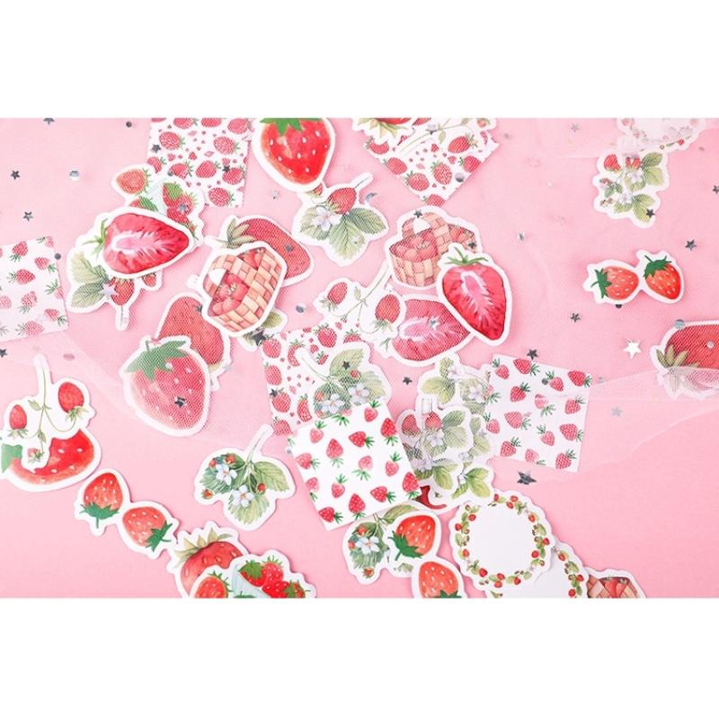 45 Pcs Strawberry Cheese Bullet Journal Decorative Stationery Stickers Scrapbooking