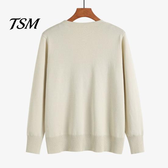 Single-breasted Women Sweater Coat Solid Color Buttons Long Sleeves Casual Autumn Cardigan Soft V Neck Jacket for Daily Wear