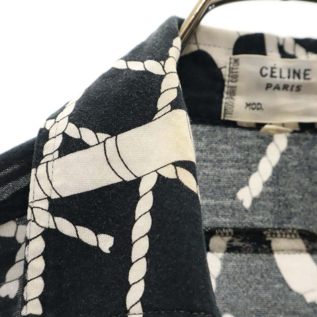 Celine 90s Made In Italy Old JCC Marine Pattern Short Sleeve Cotton Shirt Women Used