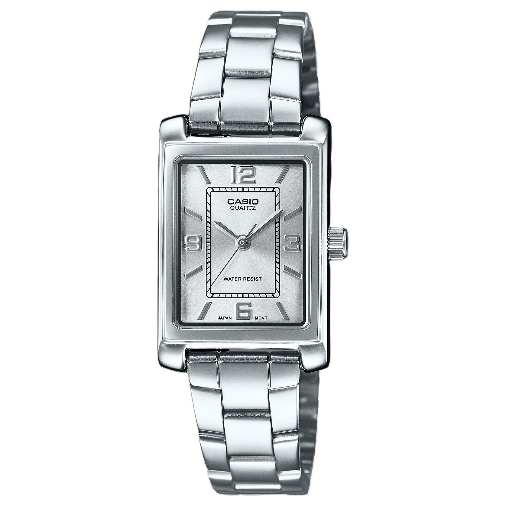 Casio Fashion Trend Quartz Movement Stainless Steel Strap Watch Women watches Silver LTP-1234DD-7A Regular Watch Box,Silver Dial