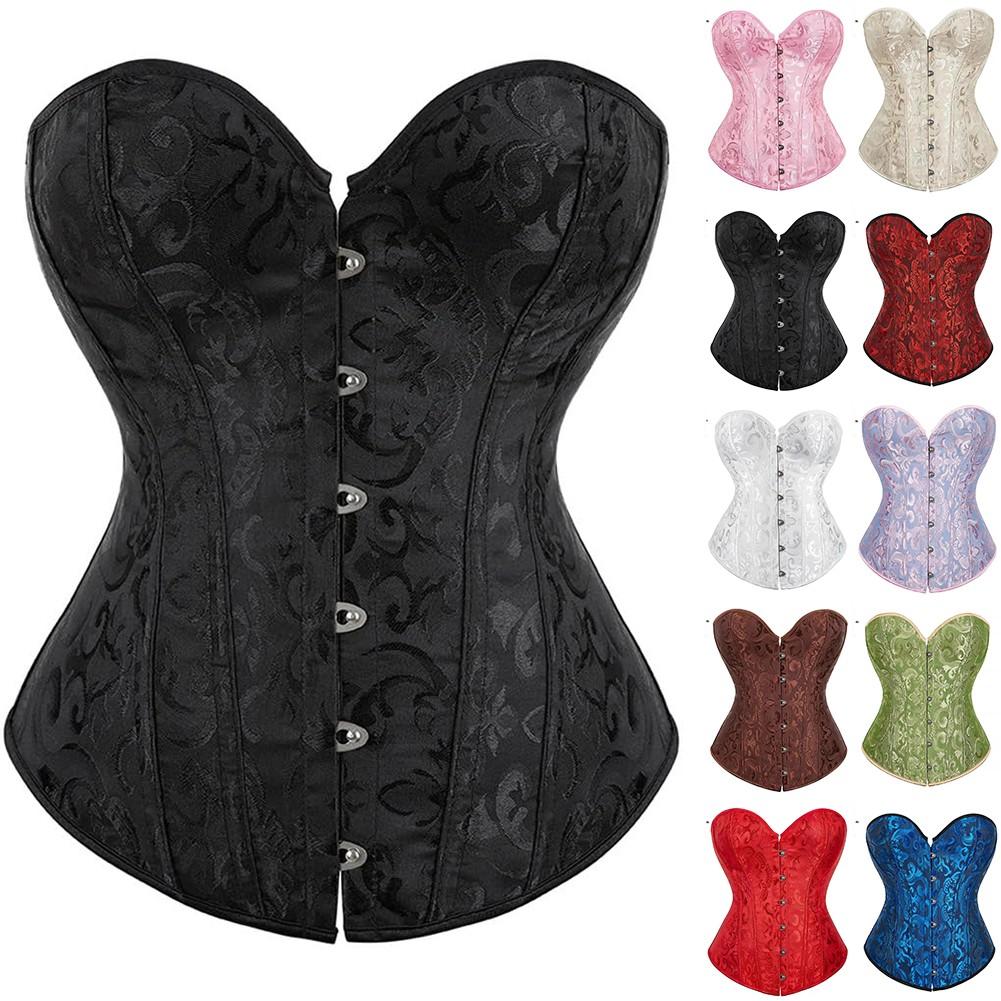 Women's  Sexy LaceBack Zip Corset Top Bustier G-string Body Shapewear
