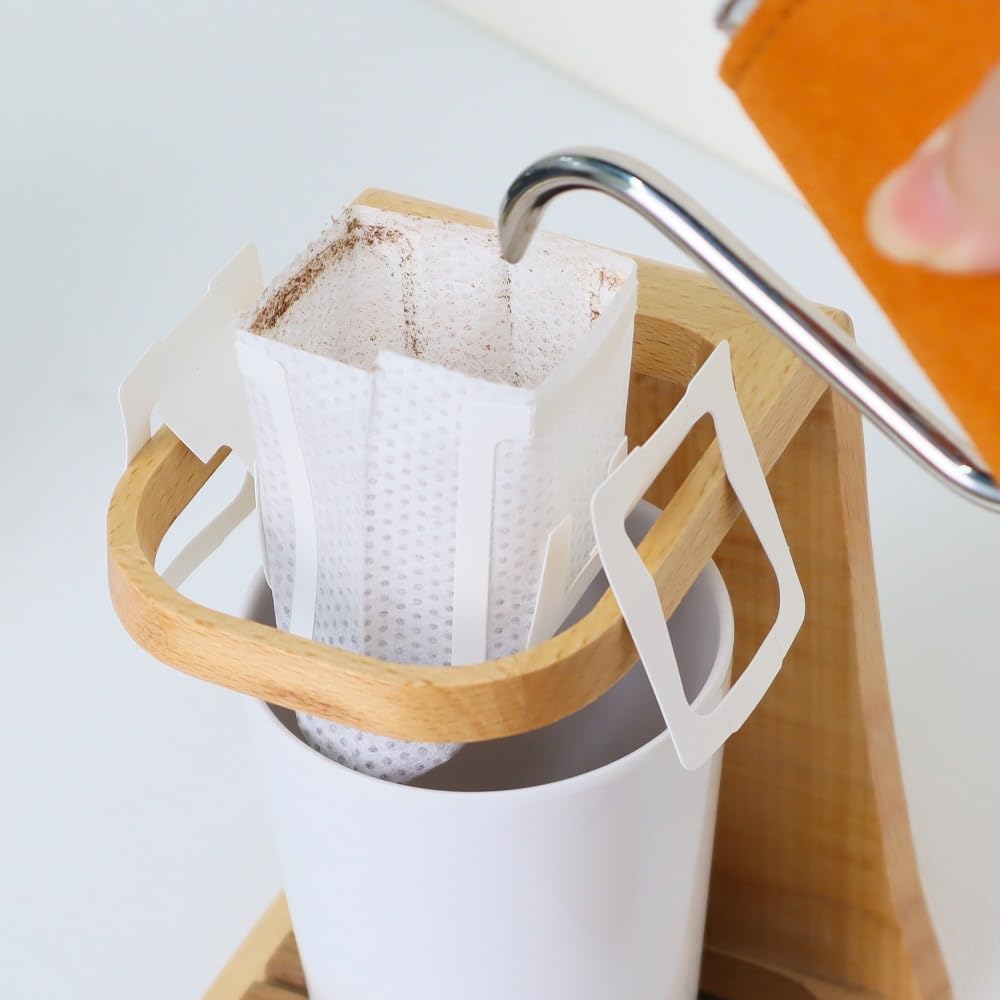 TOSMU Dripper Stand with Coffee Dripper for 1 Disposable Ear TOSMU 7021 Coaster, Person, Type, Wooden, Cute, Stylish,