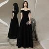Elegantes Schwarzes Damen-Abendkleid mit einer Schulter, Luxuriöses Kleid für Bankette oder Jahresversammlungen, Nischen-High-End-Stil, Atemberaubend Schön.