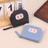 Pu Leather Female Light Student Cartoon Cute Pig Zipper Multi-Card Card Set Soft Pickup Clip Coin Purse Mini Clutch Earphone Bag