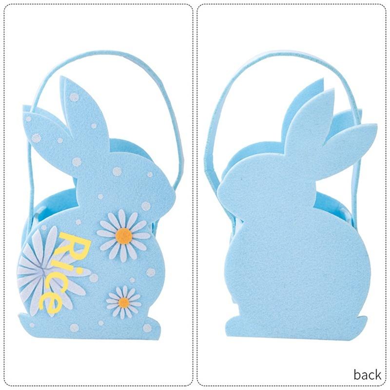 Candy Tote Bag Soft Felt Storage Basket Easter Gift Bag 3D Bunny Bag For Gifting Egg Hunt Easter Party