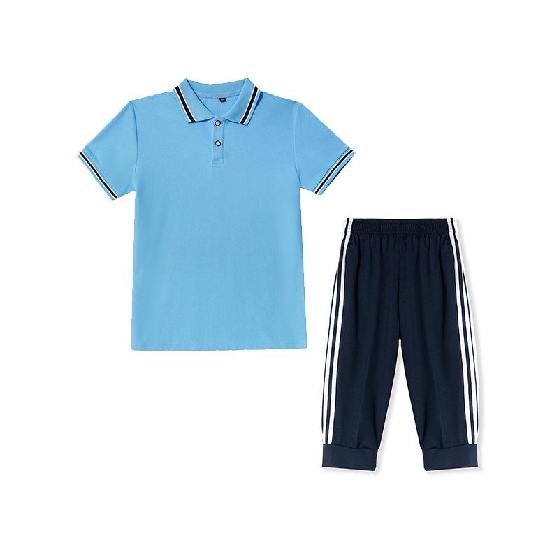 2022 Blue School Uniform Set: Summer Short Sleeve Sportswear for Primary, Junior High & High School