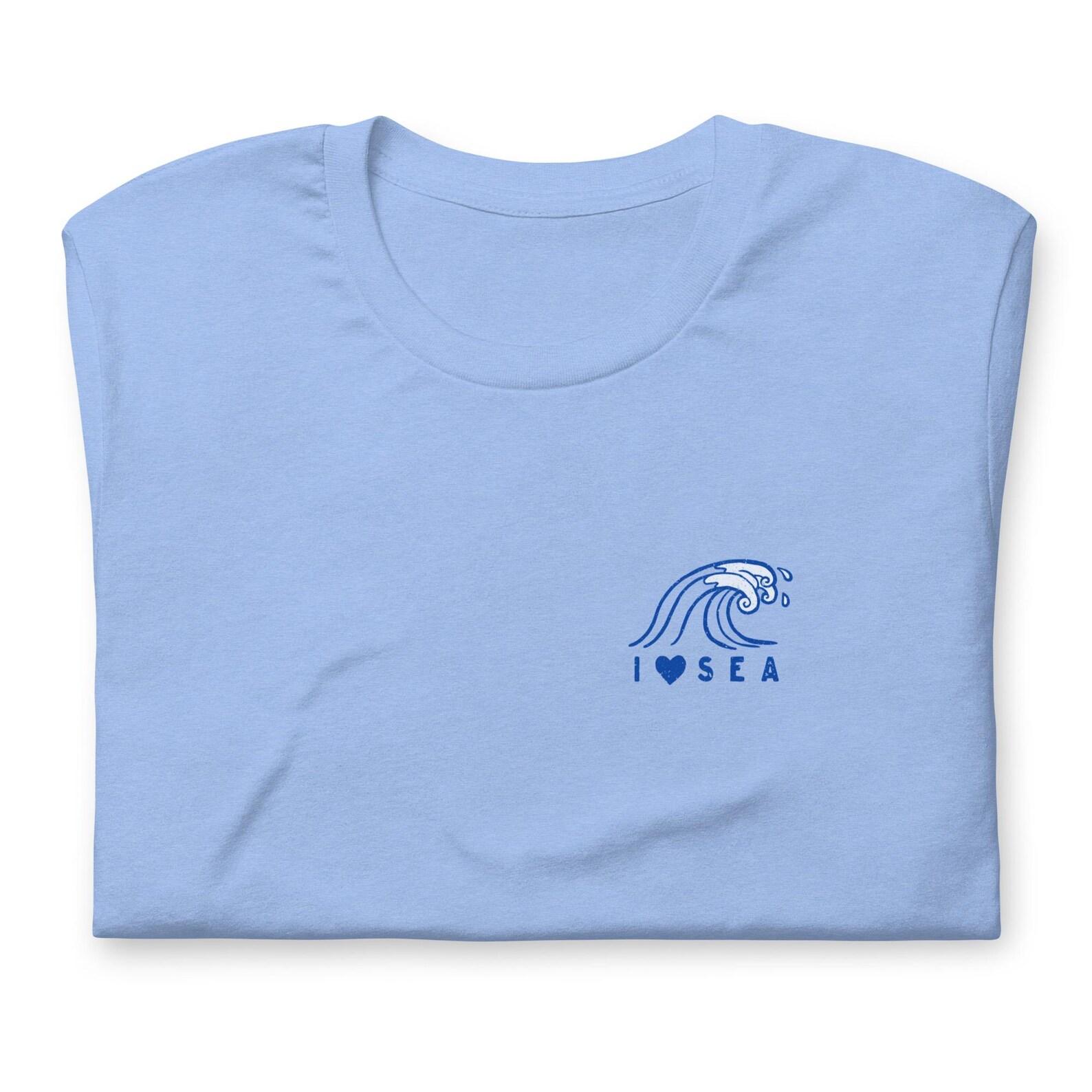 Minimalist I Love Sea T-Shirt, Coastal Graphic Tee M