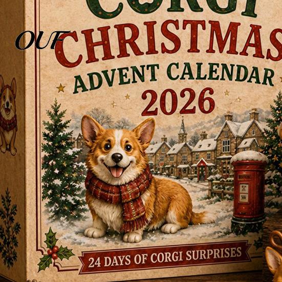 Christmas Themed Souvenirs Dog Advent Calendar, 24-Day Countdown Acrylic Ornament Set with Eve Gift Mini Figures, Tree Hanging Decor, for Lovers