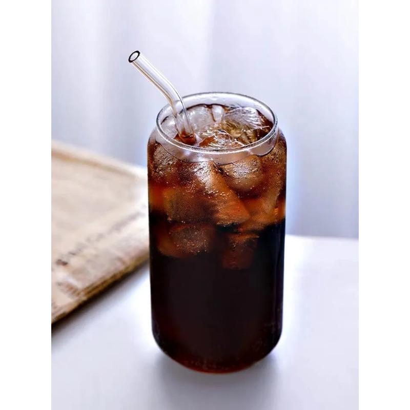 390ml 13oz 540ml 18oz Drinking Glass Cup Beer Can Shape Mug Heat Resistant Tumbler With Glass Straw