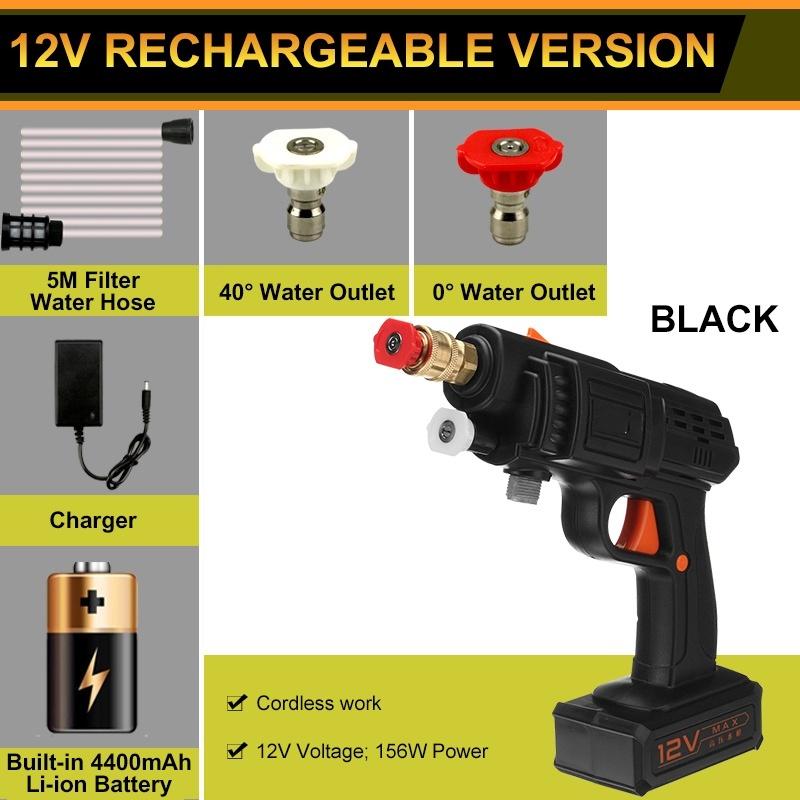 Cordless High Pressure Car Washer Handheld Electric Water Gun Powerful Garden Water Jet Rechargeable 12V/24V 120-200W
