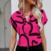 Ladies Summer Short Sleeve V Neck Casual Printed Pullover Blouse Shirt Top
