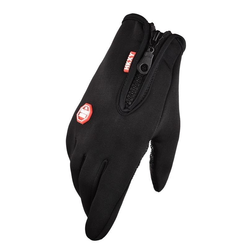 Autumn and winter cycling warm gloves outdoor cold-proof men's and women's cycling windproof sports zipper velvet touch screen gloves