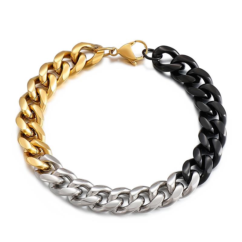 Trendy Cuban ChainMen's Wristband Armband Bracelet 10mm Splicing Chains Stainless Steel Jewelry