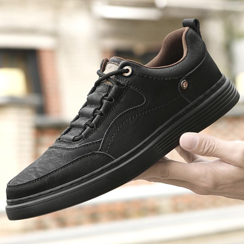 

Модные мужские кожаные туфли на мягкой подошве для улицы, ручной работы, качественные, повседневные оксфорды для бизнеса, работы, офиса, на шнуровке, удобные мужские туфли 45 чёрный