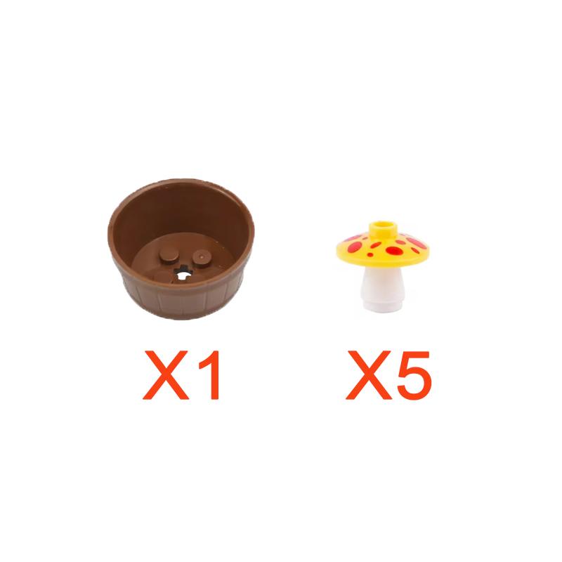 City Food Building Blocks Character Accessories Printing Set Fish Mushroom Fruit Burger Refrigerator Hot Dog Pizza Basin Toy