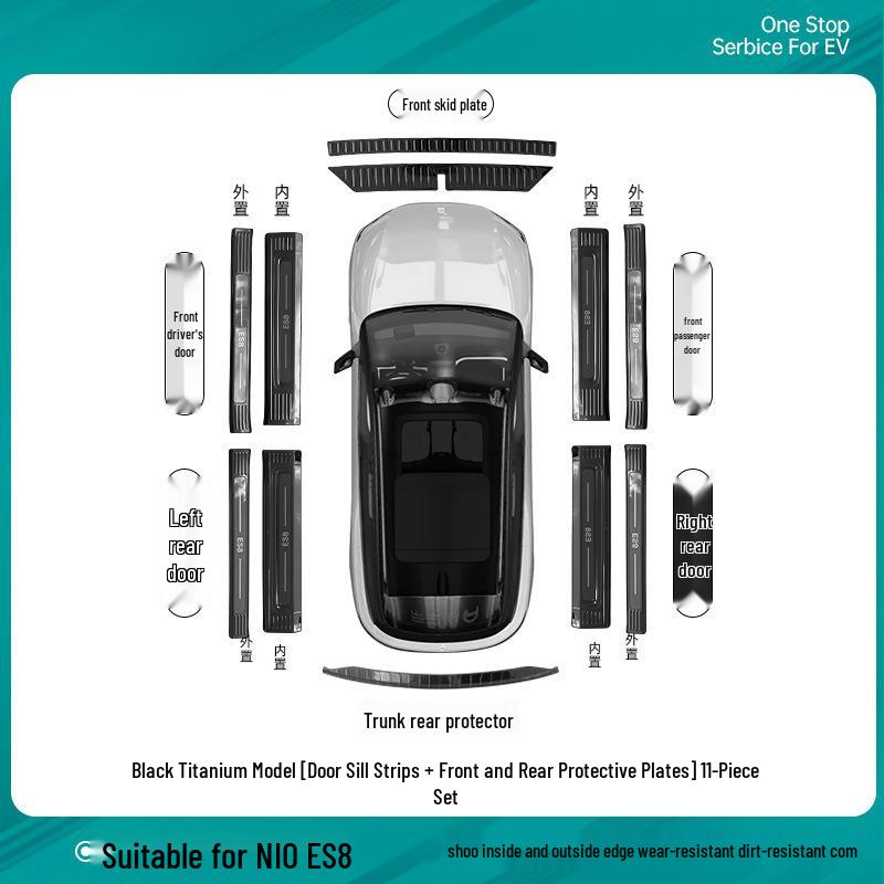 Nio ES8 Stainless Steel Welcome Pedal Strips, 3rd Gen Anti-Scratch, Full Protection, Compatible with 26 Models