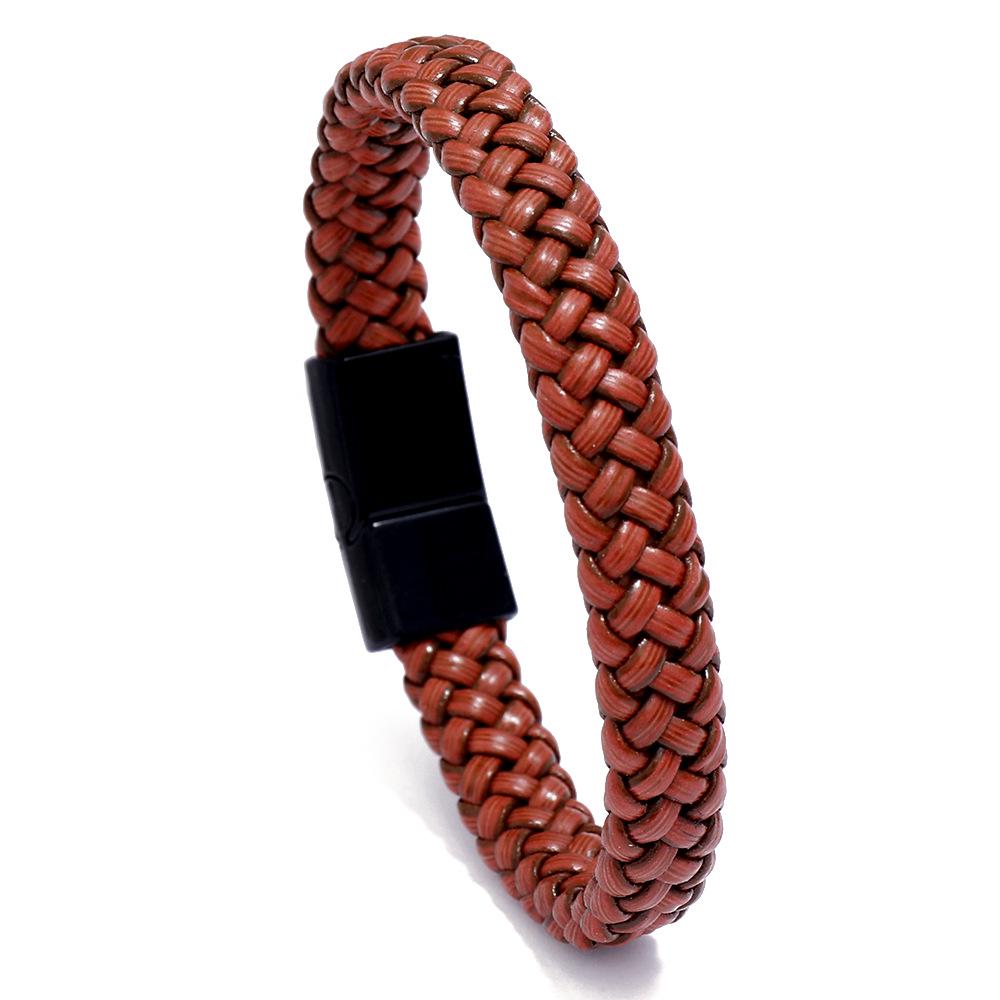 Men s Ethnic Style Retro Leather Bracelet with Alloy Magnetic Buckle